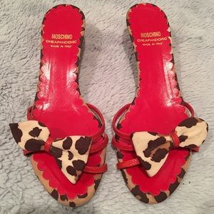Moschino Cheap and Chic Leopard Kitten Heel Slide